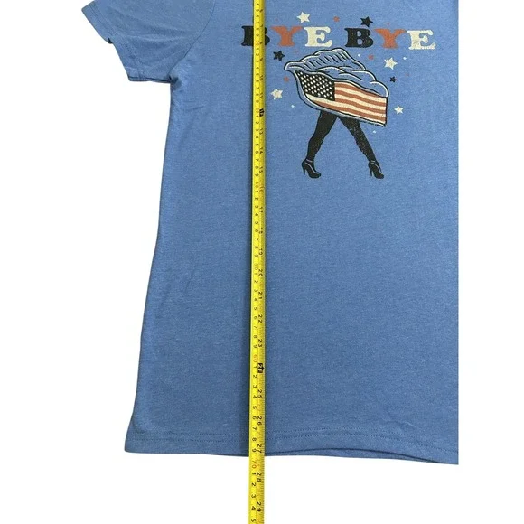 Bye Bye American Pie Graphic Tee Women S Blue USA Patriotic Shirt Cute NWT - Picture 6 of 7